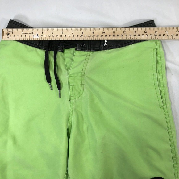 Men's MAUI & SONS Board Shorts Size 28 Swim Trunks Drawstring Tie Green Swimming - Picture 11 of 12